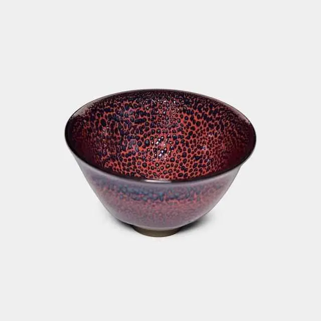 Red Hail Tenmoku Sake Cup – Traditional Kyoto Ceramic 1