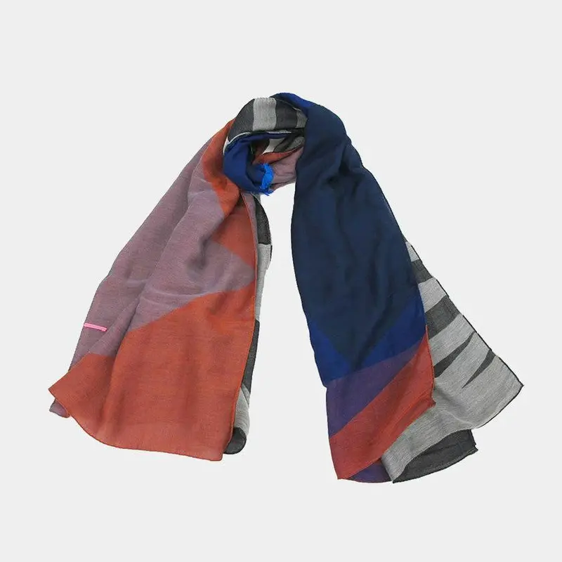 Red Layered Jacquard Scarf – Banjū-Orī Woven Accessory By Pols 1