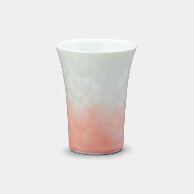 Red-On-White Flower Crystal Free Cup – Bold Ceramic Mug, Touan × Kyoto Kiyomizu 1