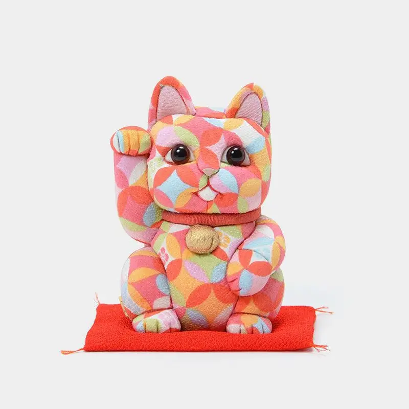 Red Pop Cloisonné Lucky Cat Figurine – Edo Art Doll By Kakinuma 1