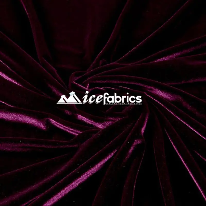 Regal Eggplant 4-Way Stretch Velvet Fabric – Deep Poly-Spandex Satin Finish 1