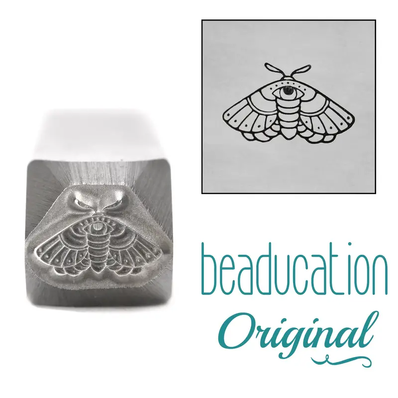 Regal Moth Stamp – 11Mm Detailed Insect-Themed Metal Jewelry Stamp 1