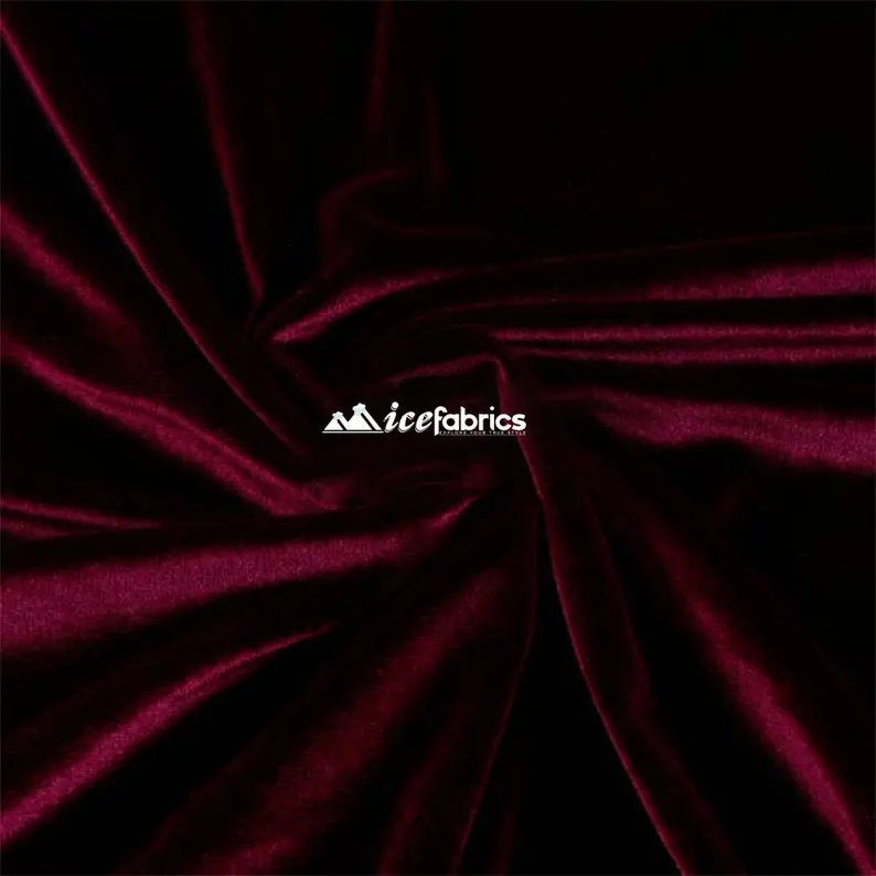 Rich Burgundy 4-Way Stretch Velvet Fabric – Deep Poly-Spandex Luster 1