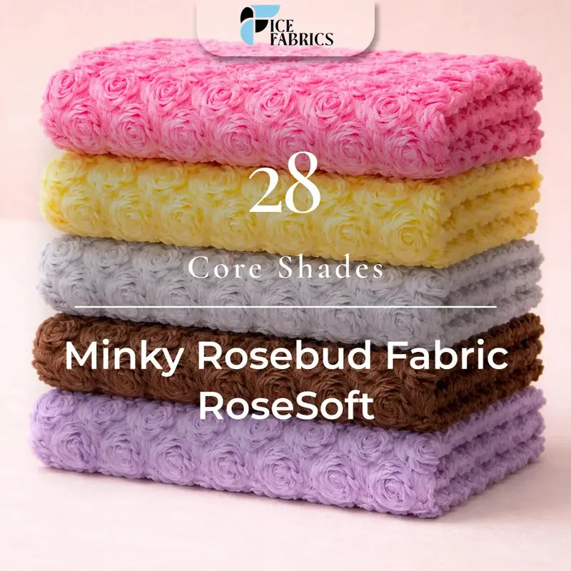 Rose Floral Print Minky Fabric – Delicate Rosesoft Design 1