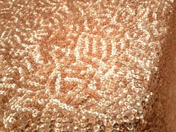 Rose Gold Scale-Sequin Stretch Mesh – Seaweed-Inspired Fabric For Runners & Decor 1