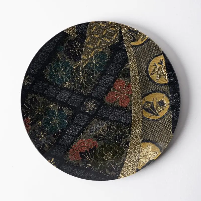 Round Navy Blue Plate – Nishijin Textile Tableware By Emura Shoten 1