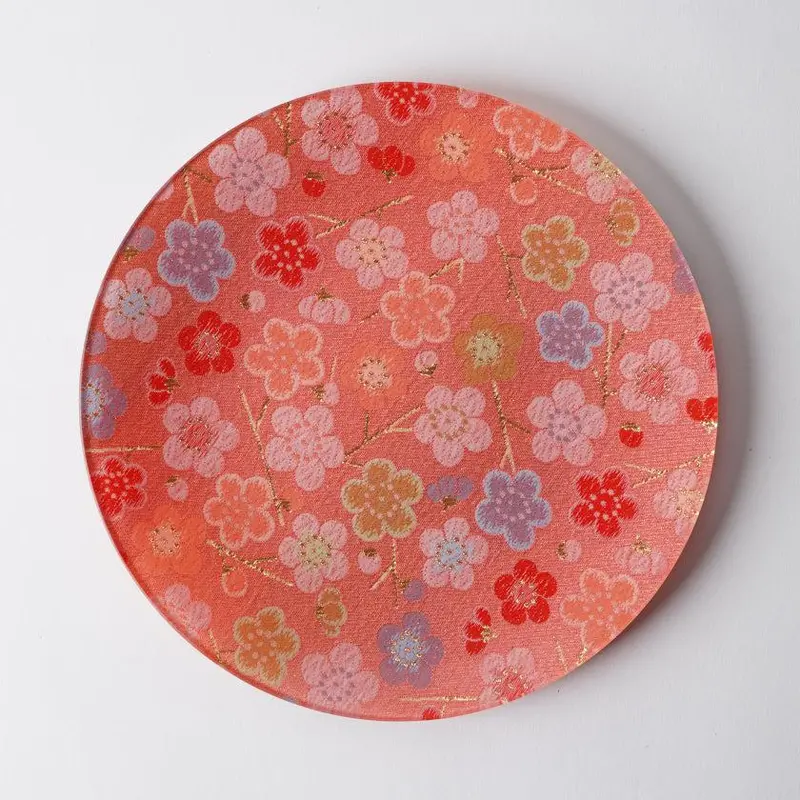 Round Plum Motif Plate – Nishijin Textile Decorative Tableware By Emura Shoten 1
