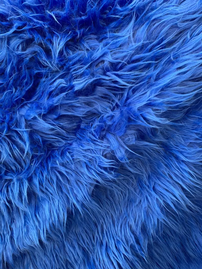 Royal Blue Mongolian-Style Long-Pile Faux Fur Fabric – Sold By The Yard 1