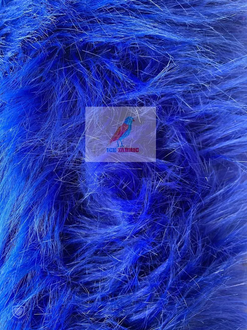 Royal Blue Solid Long-Pile Mongolian Faux Fur Fabric – Yardage For Coats, Blankets & Home Decor 1