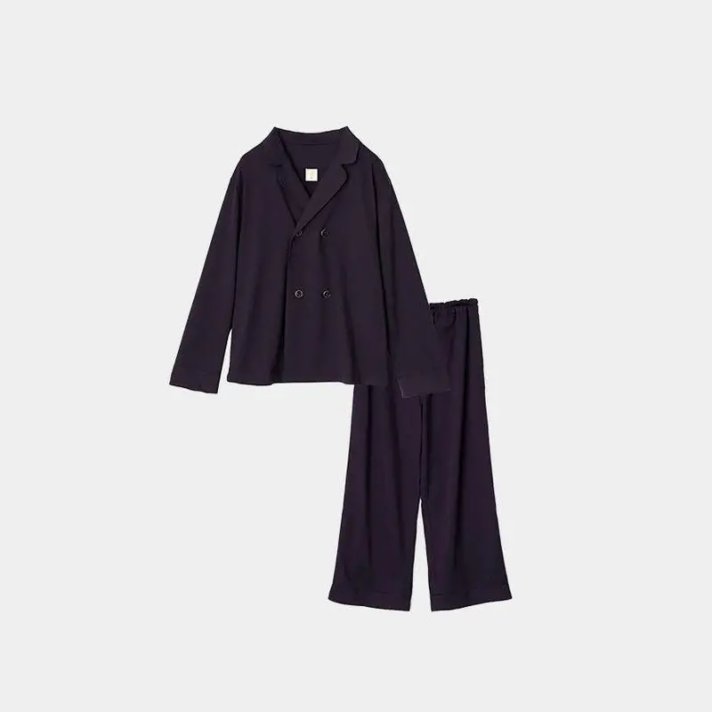 Royal Organic Cotton Pajama Set – Navy Double-Button Design By Foo Tokyo 1