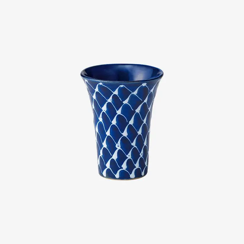Ruri Aperitif Glass – Decorative Net-Design Stemmed Tumbler By Saikai Toki 1