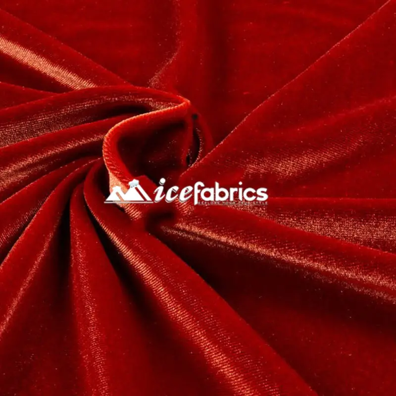Rust Luxury Stretch Velvet Fabric With Spandex 1