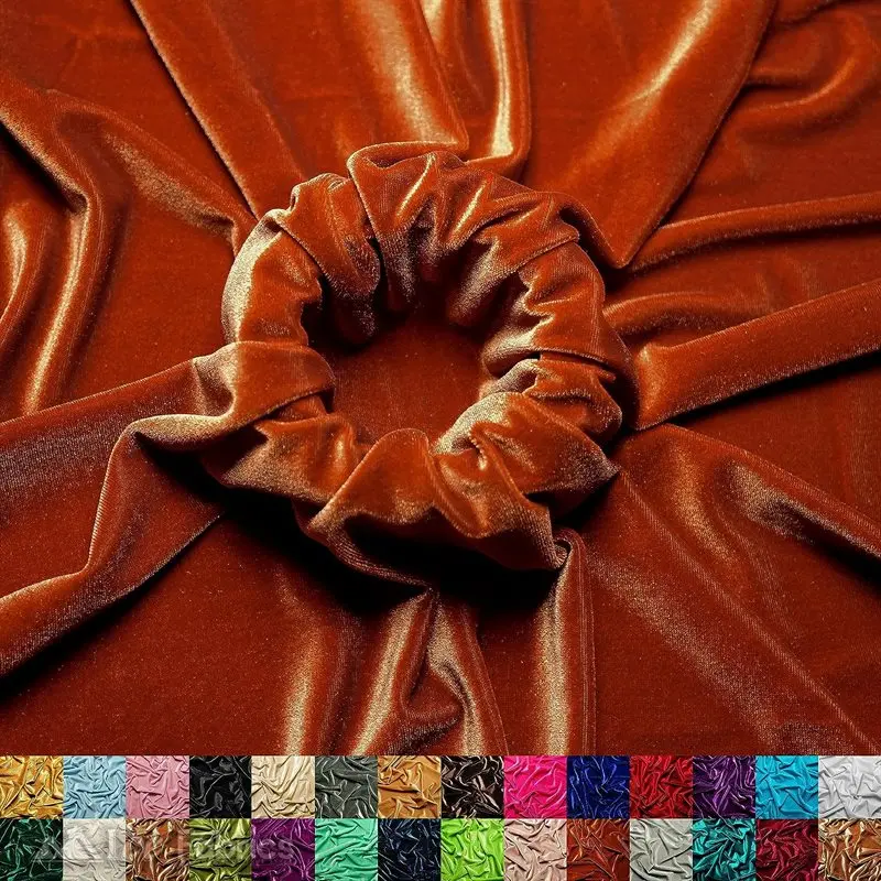 Rust Stretch Velvet Fabric For Upholstery – Soft & Smooth Finish 1