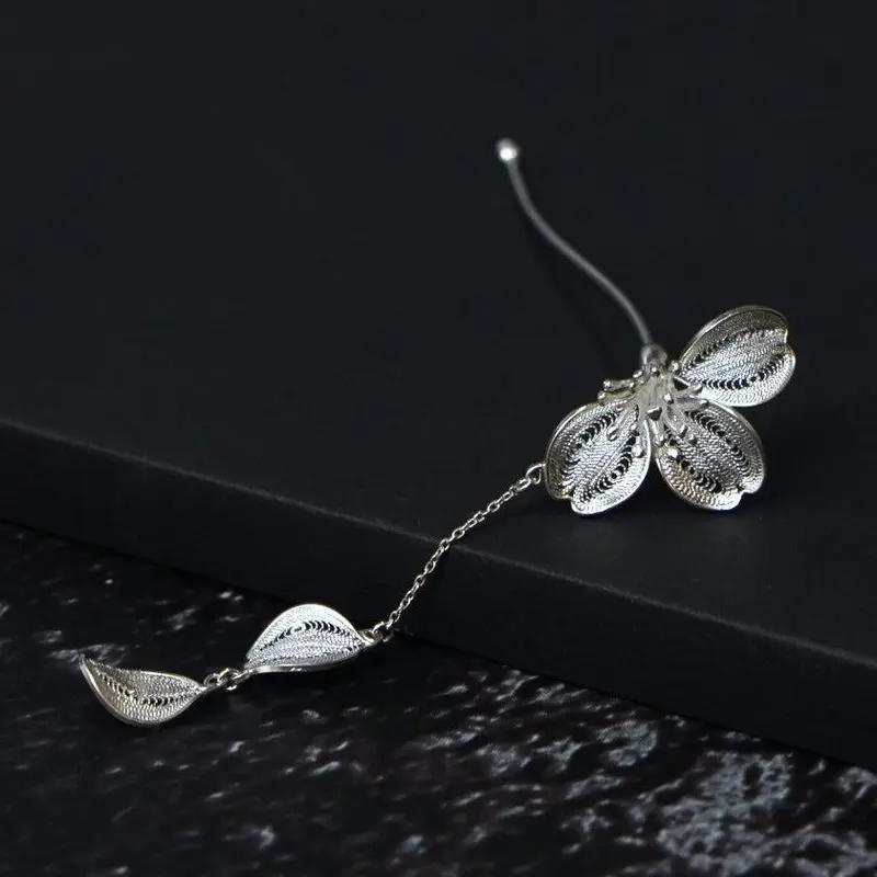 Sakura-Inspired Kanzashi Hair Stick — Silver Wire Edition B | Checos 1
