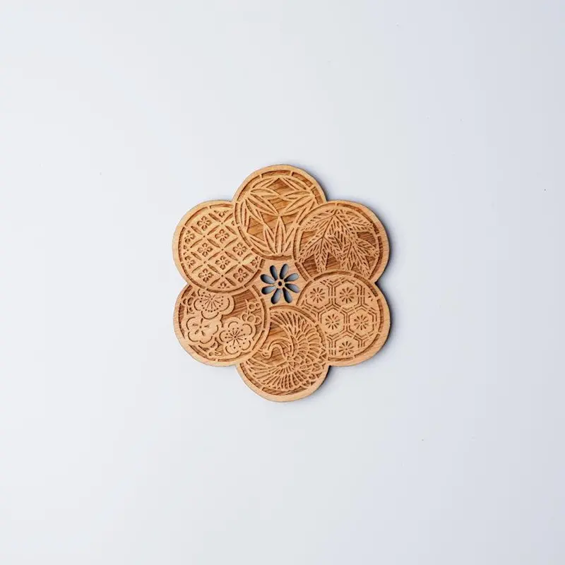 Sansai Studio Plum Blossom Komon Coaster – Traditional Kyo-Yuzen Printed Ceramic 1