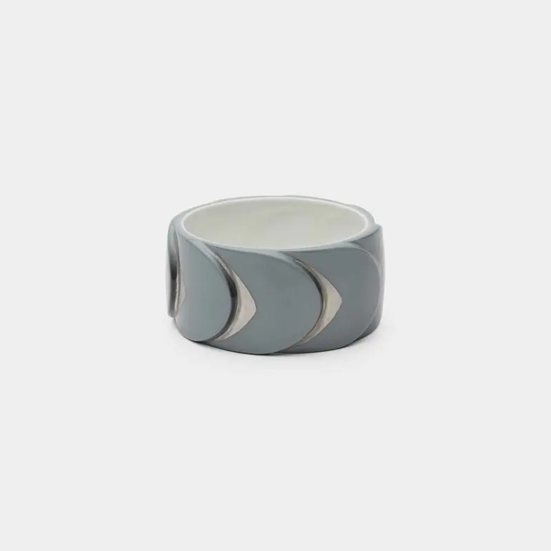 Saskia Diez Drake Cuff Bracelet No. 2 In Gray Silver Tone – Modern Imari-Arita Ceramic-Inspired Design 1