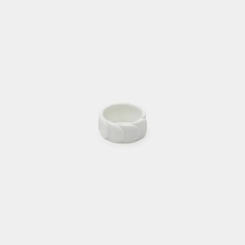 Saskia Diez Drake Ring No. 2 In White Matte Finish – Soft-Touch Imari-Arita Inspired Piece 1