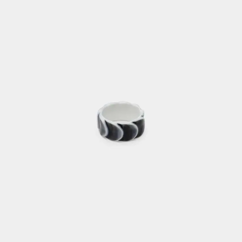 Saskia Diez Drake Ring No. 2 With Damier Gradient Surface – Artisan-Crafted Arita Ware Style 1