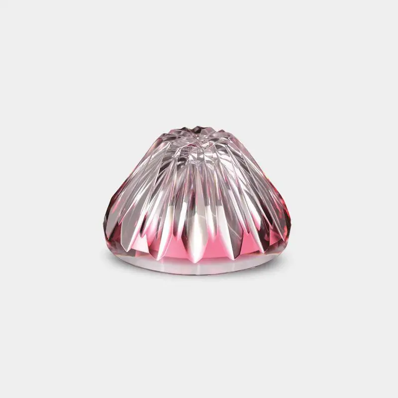 Satsuma Cut Glass Mt. Fuji Sake Cup – Vibrant Gold & Red Design, Paulownia Presentation Box 1