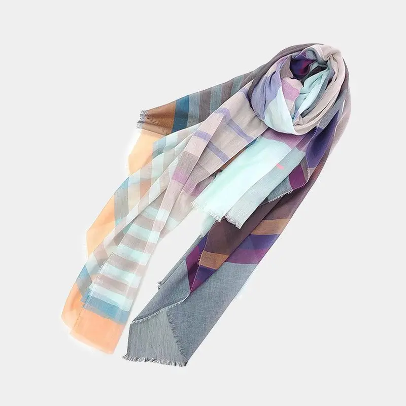 Saxony Ultrafine Cotton Scarf – Banjū-Orī Layered Style (Large) By Pols 1