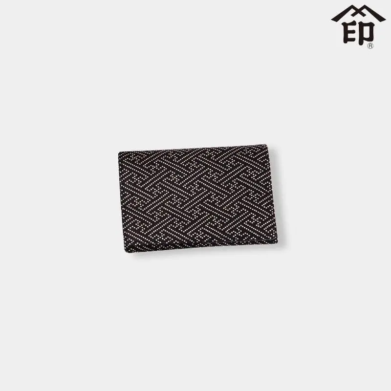 Sayagata Geometric Business Card Case In Black Base With White Lacquer | Koushu Inden By Inden-Ya 1