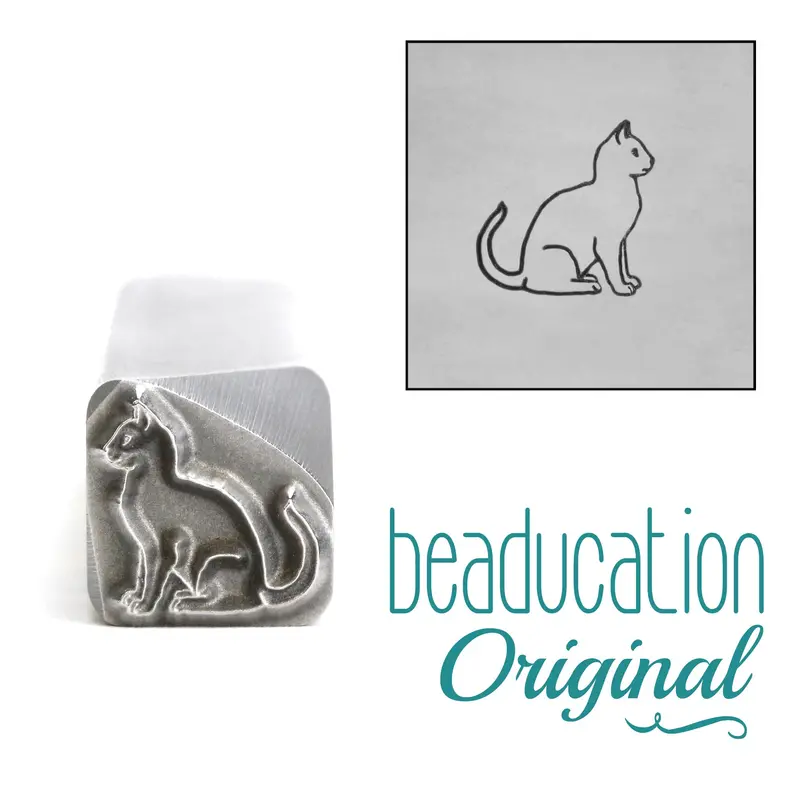 Seated Cat Silhouette Metal Stamp, 9Mm – Beaducation Original 1