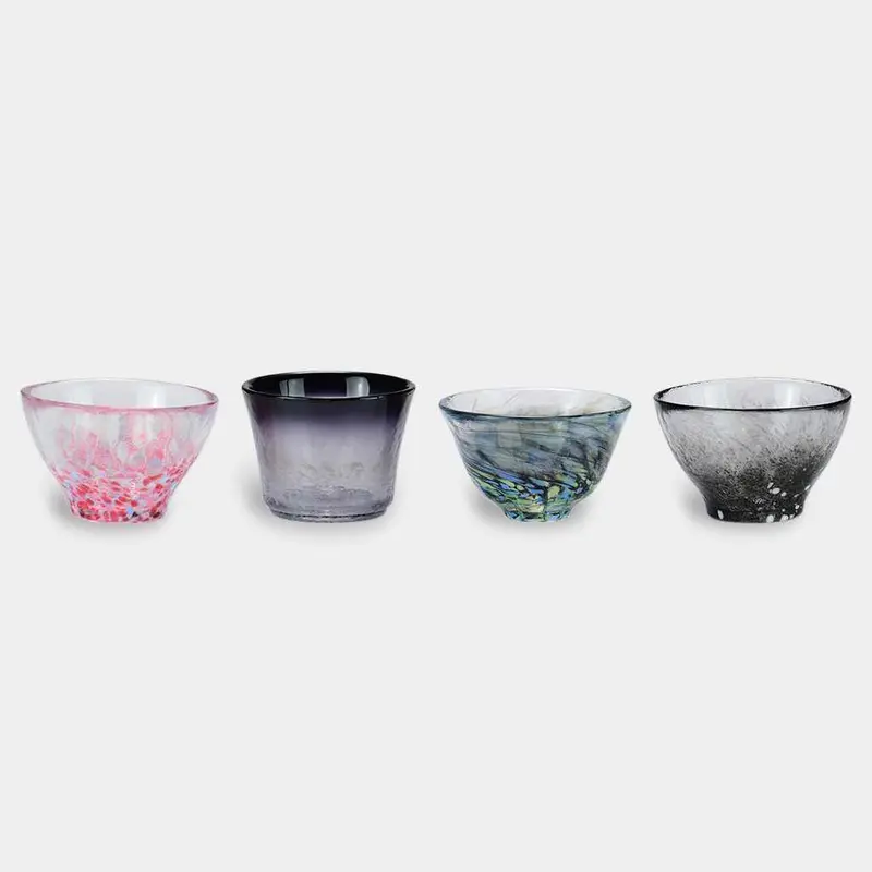 Set Of 4 Aomori Appetizer Sake Cups – Hand-Blown Tsugaru Vidro Glassware 1