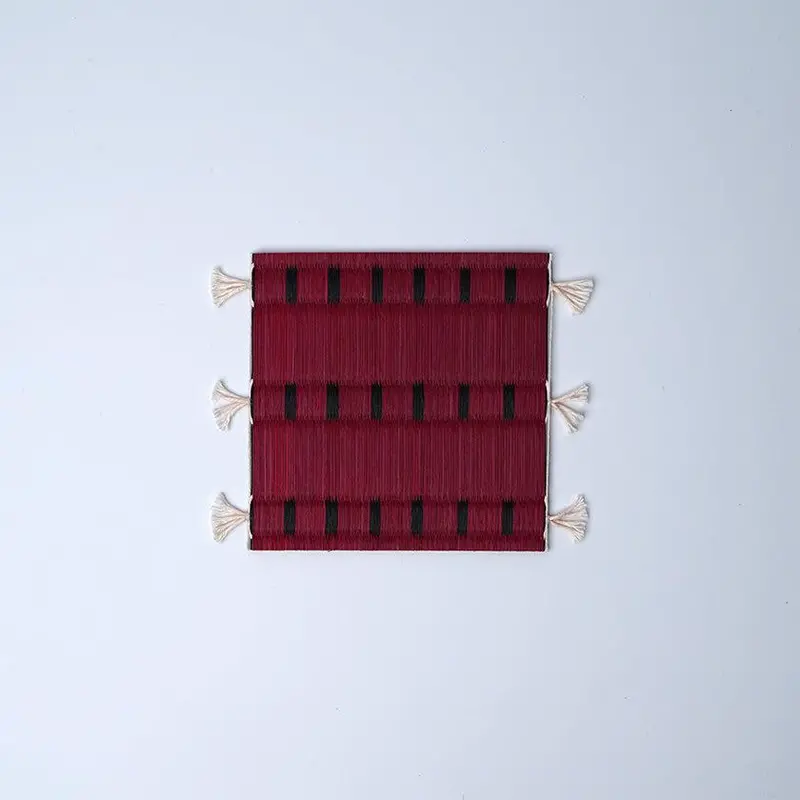 Set Of 4 Red Tatami Coasters – Artisan-Crafted Table Protectors By Tatamiya Tatsuzo 1