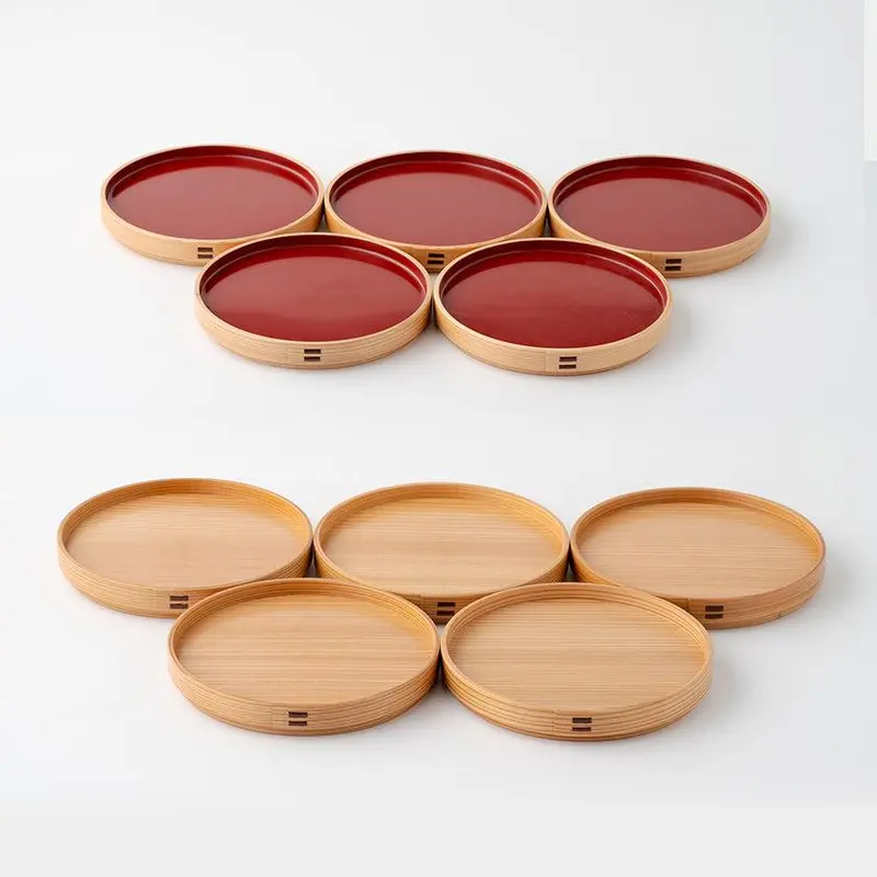 Set Of 5 Individual Dinner Plates | Odate Magewappa Woodcraft | Kurikyu 1