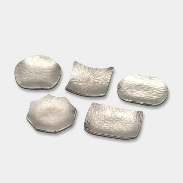Set Of Five Colorful Small Pewter Dishes – Artisan Osaka Naniwa Collection 1