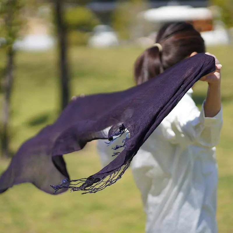 Seven-Step Natural Indigo Stole – Deeply Saturated Hand-Dyed Scarf By Kesennuma Indigo Artisans 1