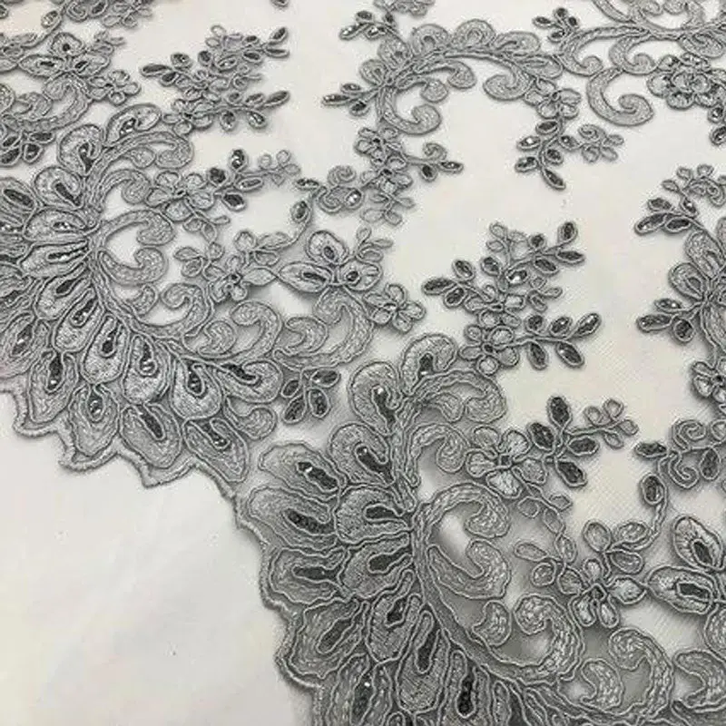 Sheer Bridal Mesh Lace Featuring Prom-Style Embroidered Details 3