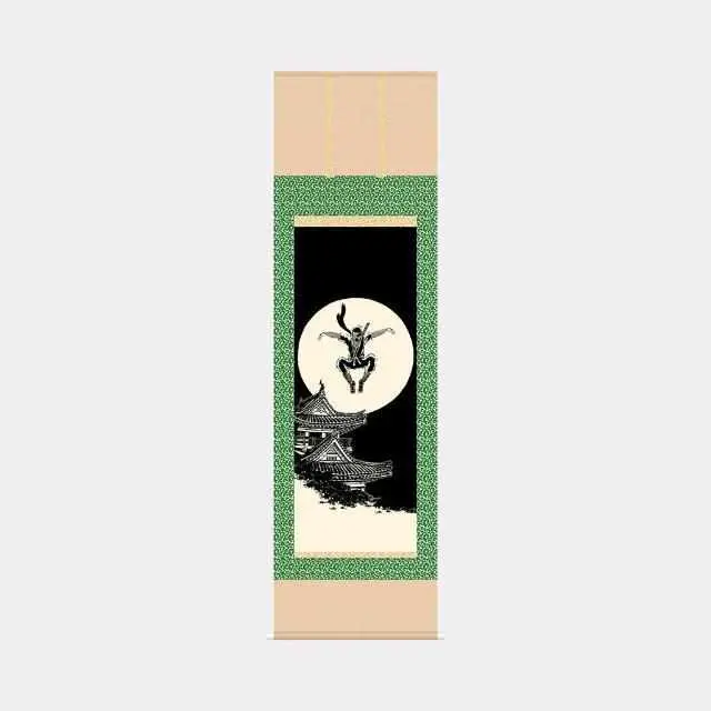 Shinobu Nightless Castle Mini Hanging Scroll – Evocative Japanese Landscape Kakemono 1