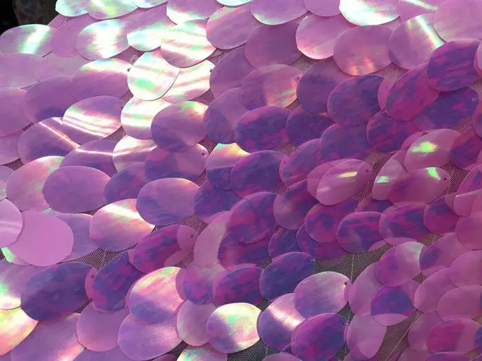 Shiny Oval Teardrop Sequin Mermaid Fabric In Lavender 1
