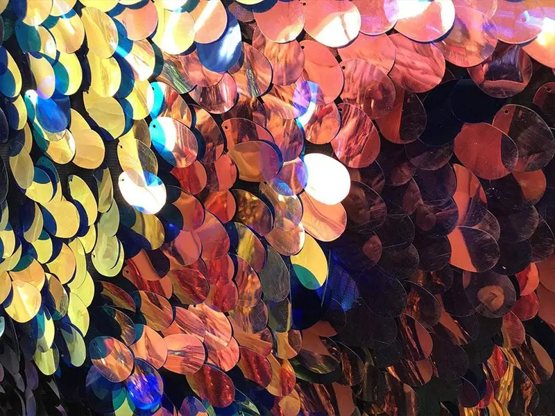 Shiny Oval Teardrop Sequin Mermaid Fabric In Multi-Color 1