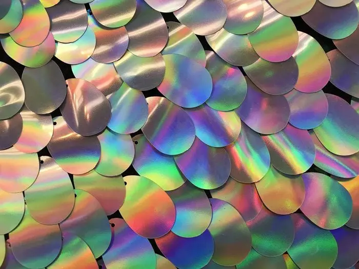 Shiny Oval Teardrop Sequin Mermaid Fabric In Silver 1