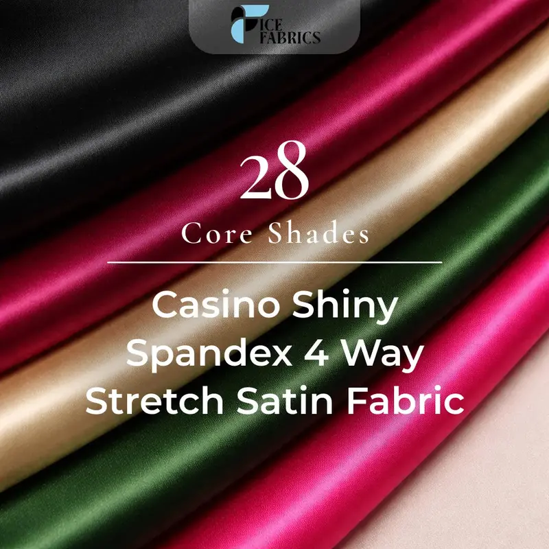 Silky Casino Satin Fabric – 4-Way Stretch, 20-Yard Roll 1