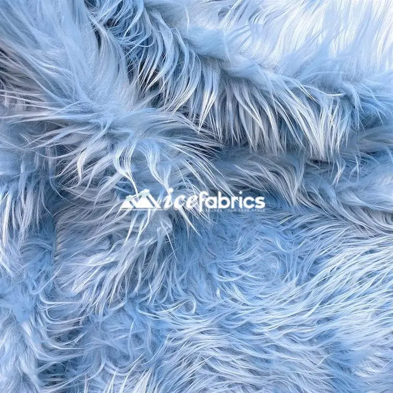 Sky Blue Luxeshag Faux Fur With Fluffy Mohair-Inspired Pile 1