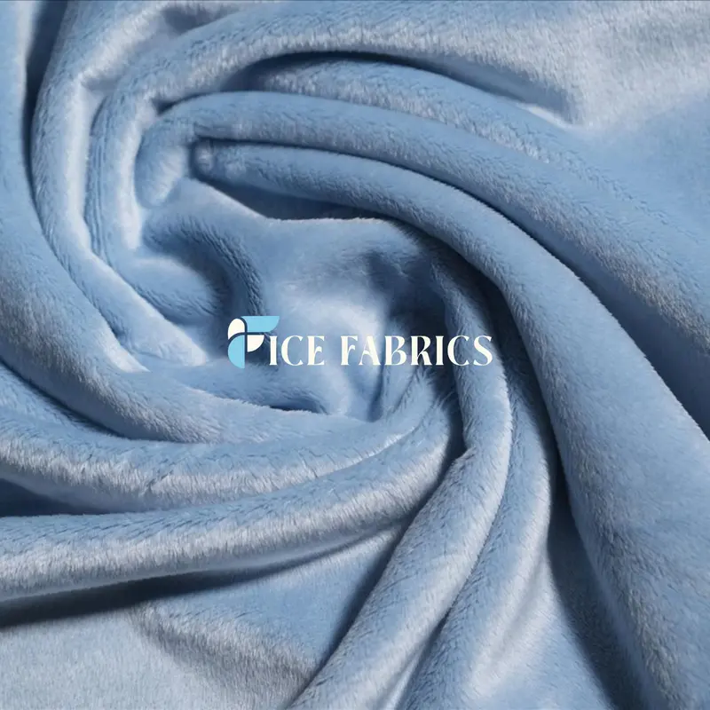 Sky Blue Solid Minky Fabric With Luxe Faux Fur Feel | Nivarasoft 1