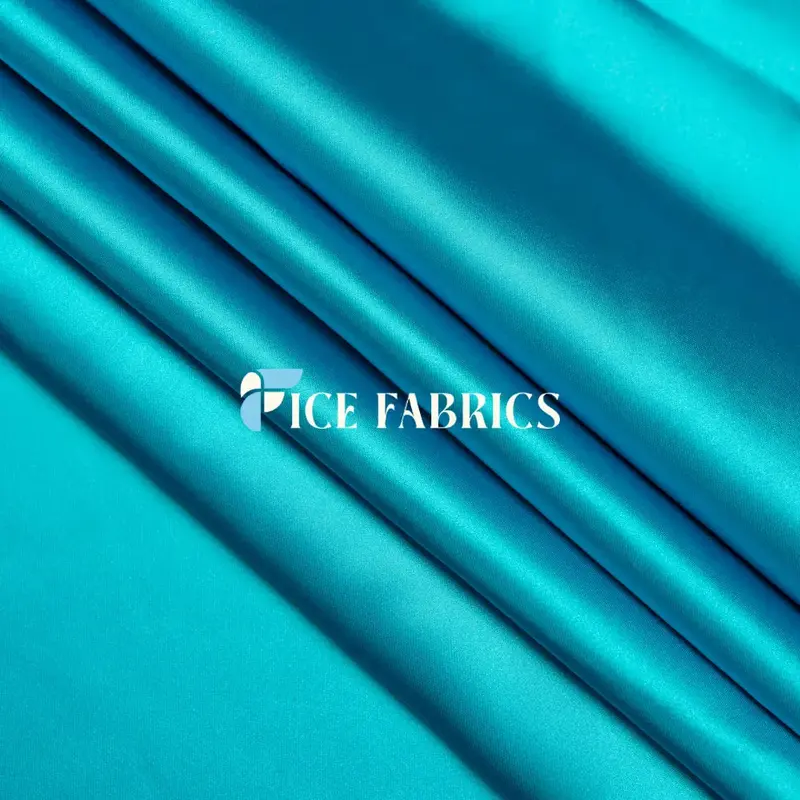 Sky Turquoise Stretch Silk Satin Fabric 1