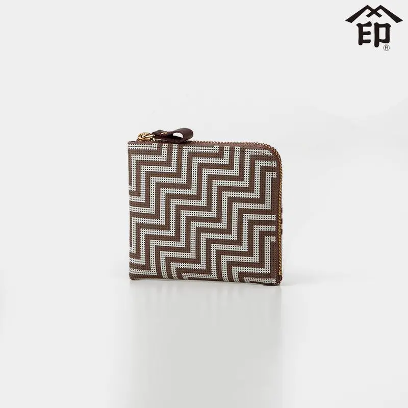Slim Chevron-Design Deerhide Wallet | Traditional Koshu Inden Craftsmanship | Inden-Ya 1