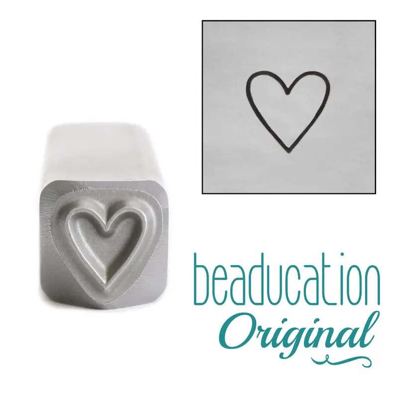 Slim Vertical Heart Metal Stamp, 6Mm – Beaducation Original 1