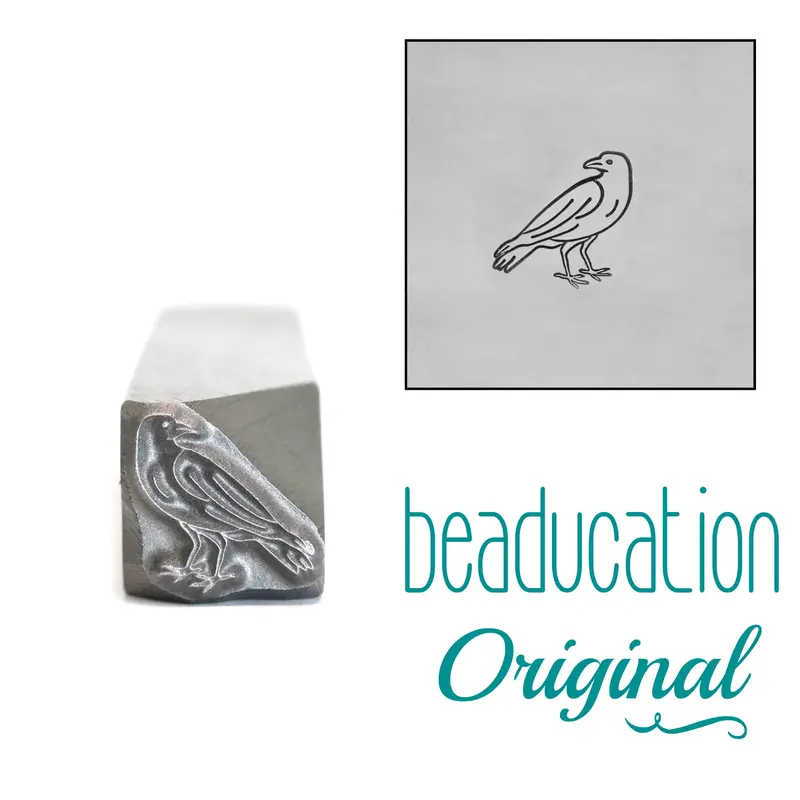 Small Raven Facing Left Metal Stamp – 5.25Mm Compact Avian Design 1