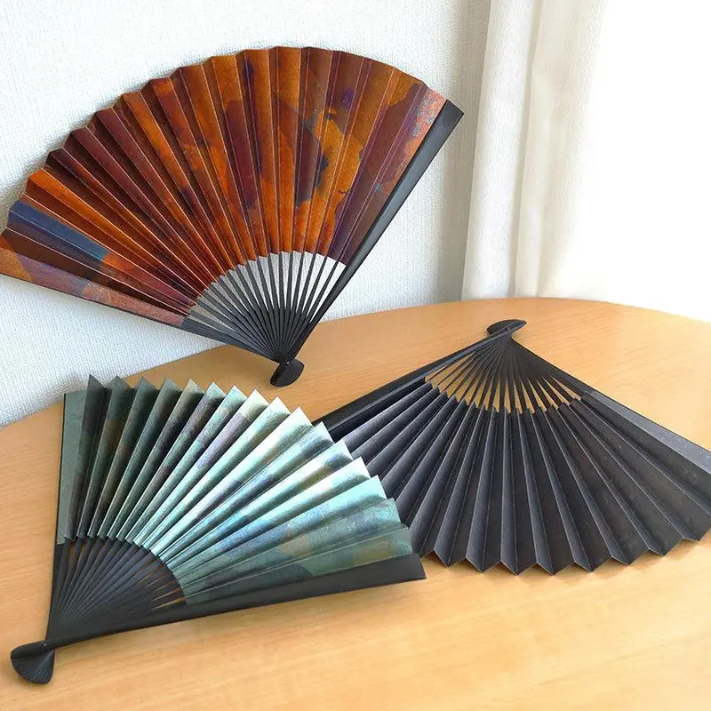 Smoked Silver Mixed-Pattern Kyoto Folding Fan By Yasuto Yonehara 1
