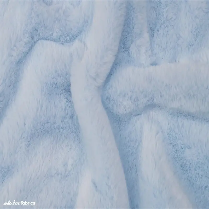 Soft Blue Bunny-Texture Minky Fabric With Faux Fur Backing 1