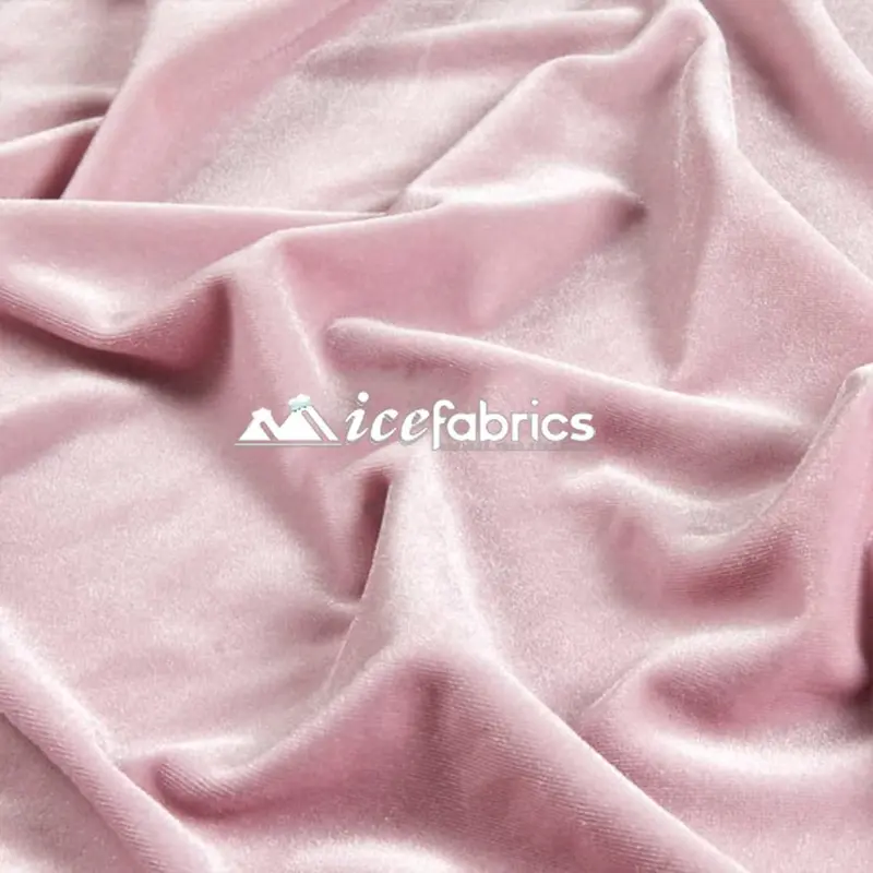 Soft Blush Pink Stretch Velvet Upholstery Fabric – 20-Yard Roll 1