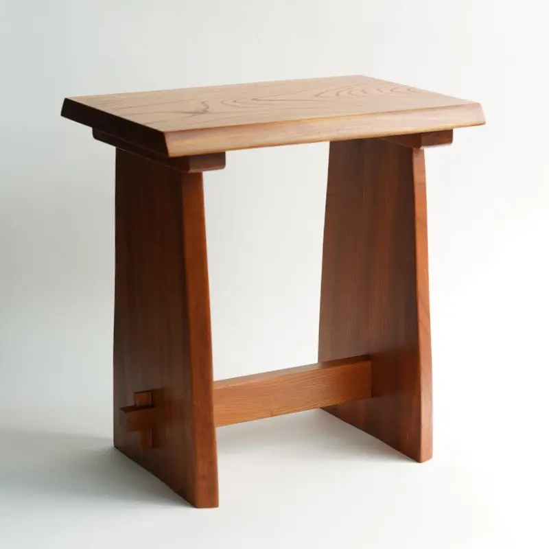Solid Zelkova Wood Stool – Handcrafted Japanese Timber Seat 1