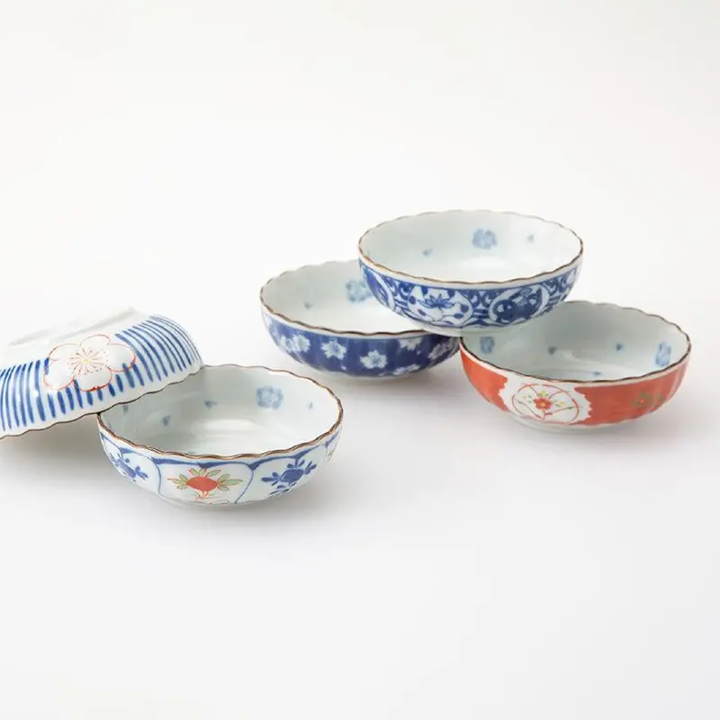 Somenishiki Decorative Bowl Set – 5-Piece Traditional Hasami Ceramic Collection 1