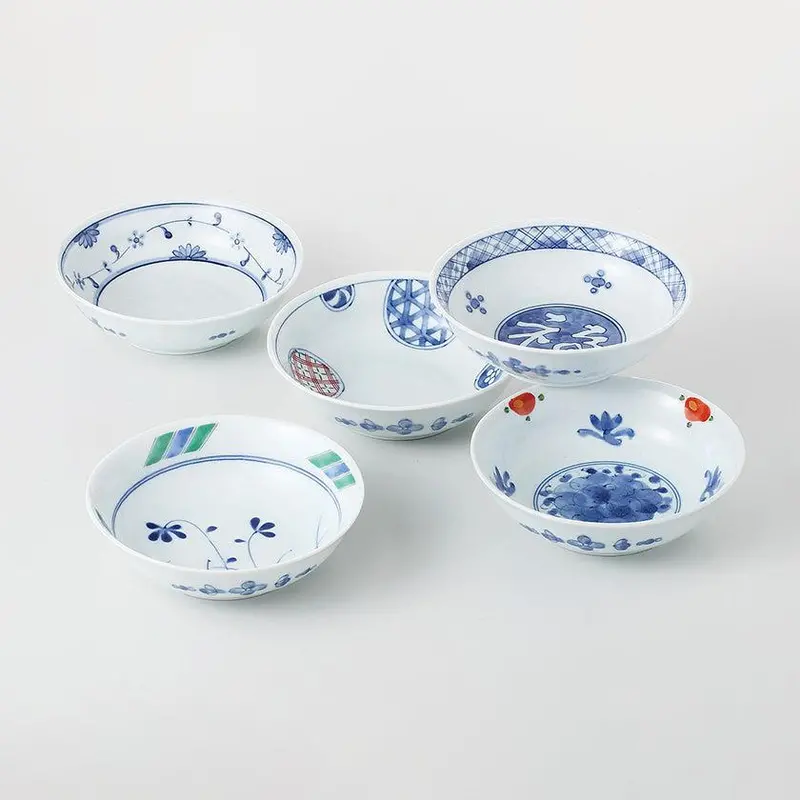 Somenishiki Multi-Use Bowl Set – 5-Piece Versatile Hasami Ware Collection 1