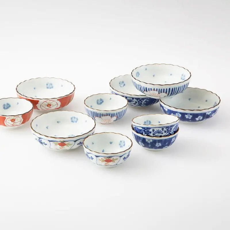 Somenishiki Small-To-Medium Bowl Set – 10-Piece Hasami Ceramic Assortment 1